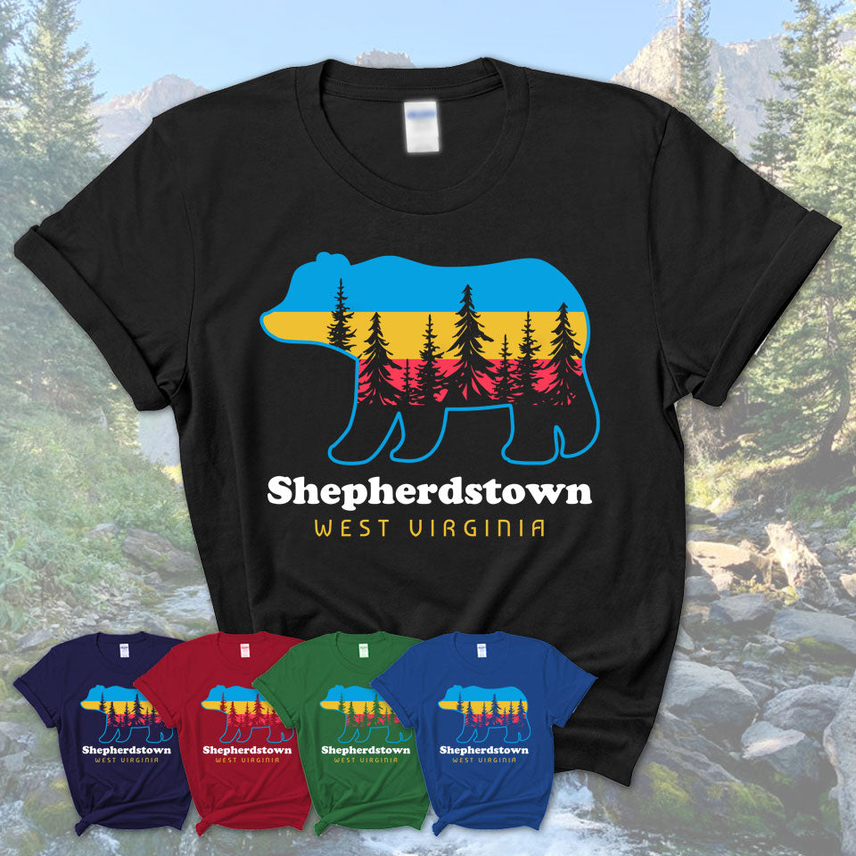 Shepherdstown West Virginia Funny Mountain Hiking Camping Adventure Bear Pattern Vintage Gift Shirt