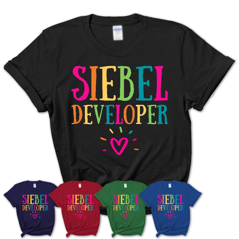Siebel Developer Rainbow Lettering Heart Shirt, Employee Appreciation Gifts