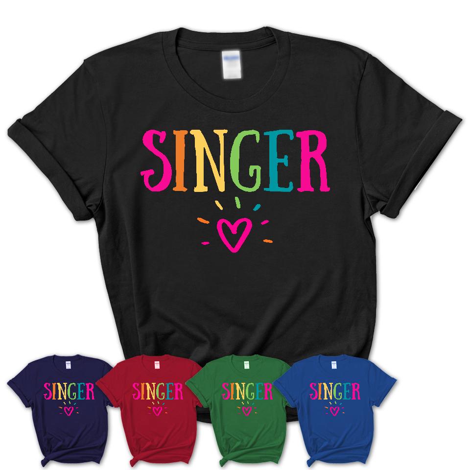 Singer Rainbow Lettering Heart Shirt, Employee Appreciation Gifts