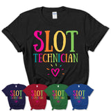 Slot Technician Rainbow Lettering Heart Shirt, Employee Appreciation Gifts
