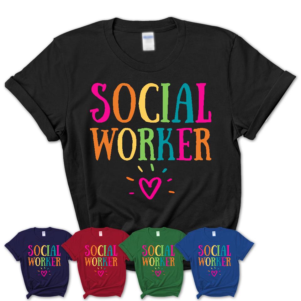 Social Worker Rainbow Lettering Heart Shirt, Employee Appreciation Gifts