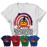 Spooky Engineering Technician Shirt, Halloween Rainbow Shirt for Women, Funny Pumpkin Shirt for Engineering Technician, Halloween Gift