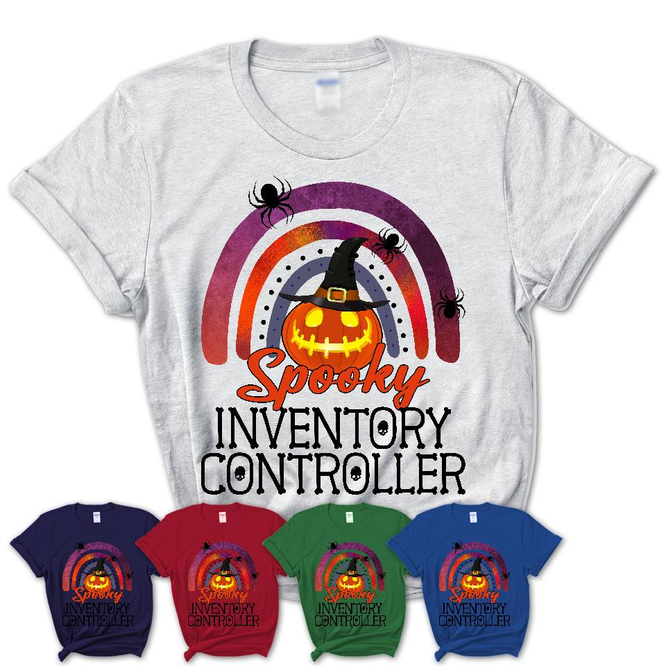 Spooky Inventory Controller Shirt, Halloween Rainbow Shirt for Women, Funny Pumpkin Shirt for Inventory Controller, Halloween Gift