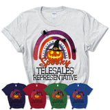Spooky Telesales Representative Shirt, Halloween Rainbow Shirt for Women, Funny Pumpkin Shirt for Telesales Representative, Halloween Gift