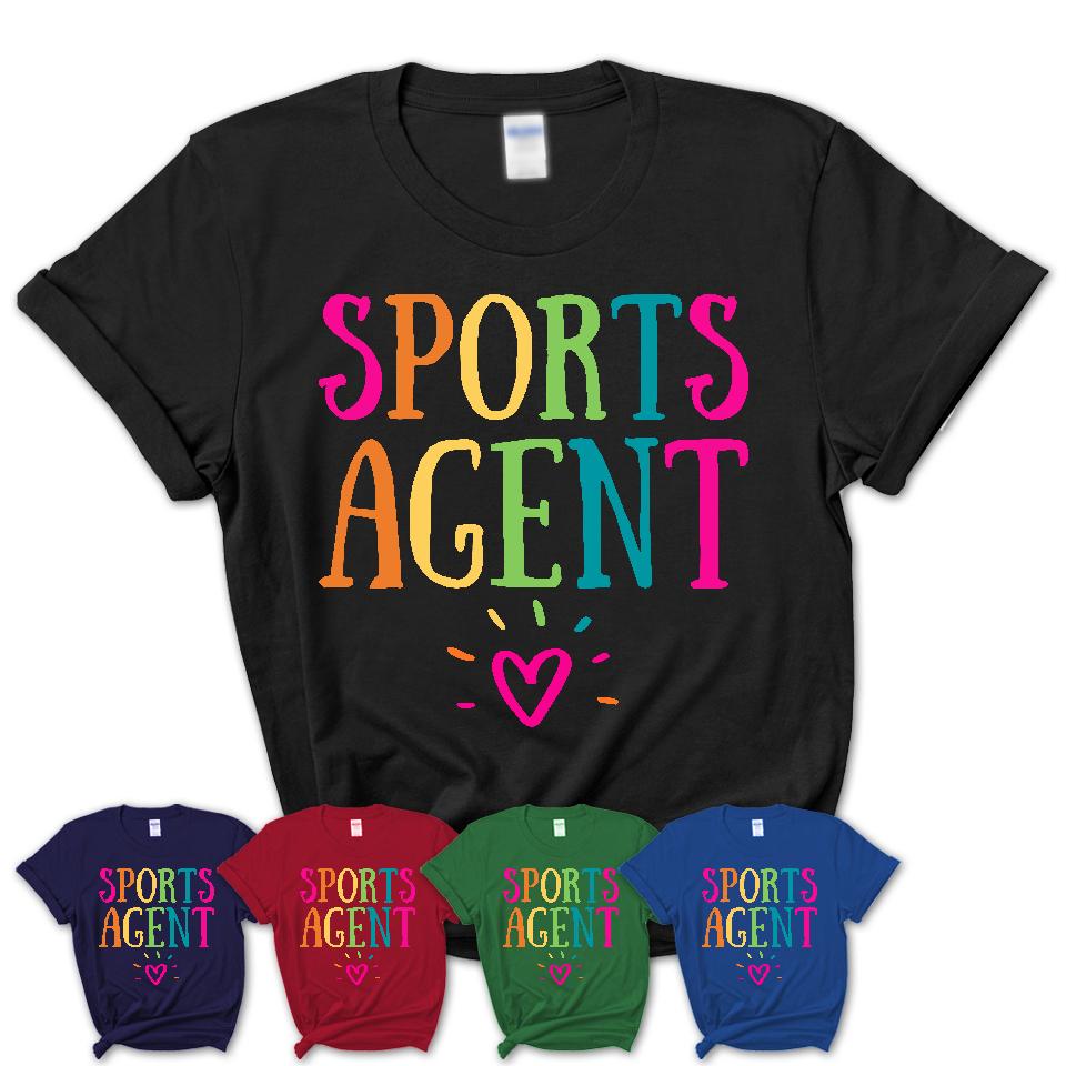 Sports Agent Rainbow Lettering Heart Shirt, Employee Appreciation Gifts