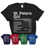 St. Peters Girl Missouri Nutrition Facts Proud Vintage Sport Born Living City Home Roots USA Gift Women T-Shirt