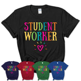 Student Worker Rainbow Lettering Heart Shirt, Employee Appreciation Gifts