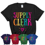 Supply Clerk Rainbow Lettering Heart Shirt, Employee Appreciation Gifts