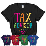 Tax Advisor Rainbow Lettering Heart Shirt, Employee Appreciation Gifts