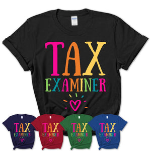 Tax Examiner Rainbow Lettering Heart Shirt, Employee Appreciation Gifts