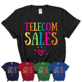 Telecom Sales Rainbow Lettering Heart Shirt, Employee Appreciation Gifts