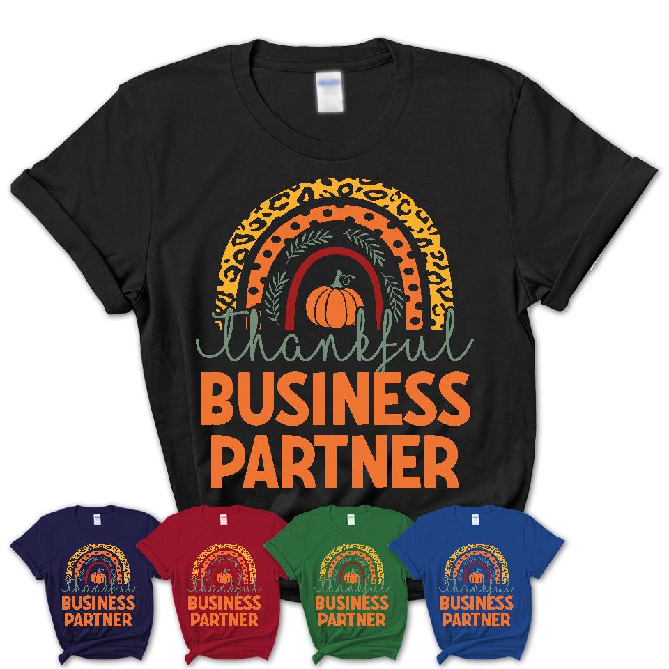 Thankful Business Partner Shirt, Pumpkin Rainbow Sweater for Fall Lovers, Thanksgiving Gift for Business Partner Women