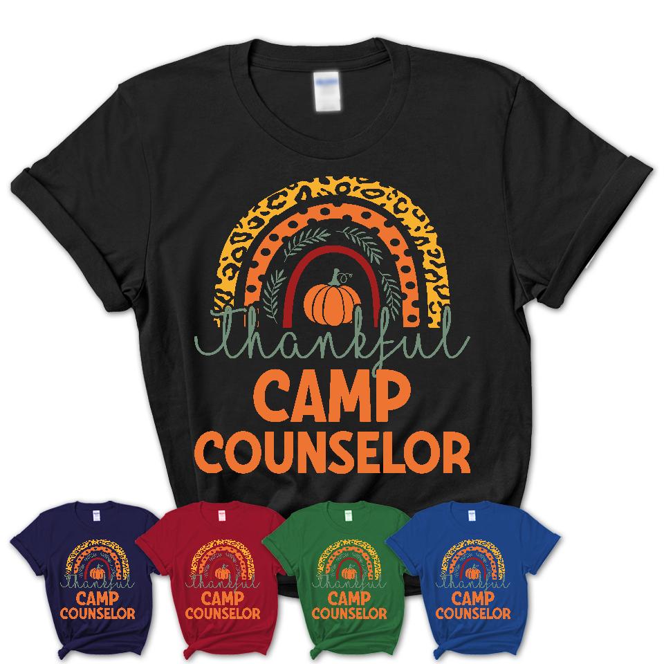 Thankful Camp Counselor Shirt, Pumpkin Rainbow Sweater for Fall Lovers, Thanksgiving Gift for Camp Counselor Women