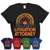 Thankful Litigation Attorney Shirt, Pumpkin Rainbow Sweater for Fall Lovers, Thanksgiving Gift for Litigation Attorney Women