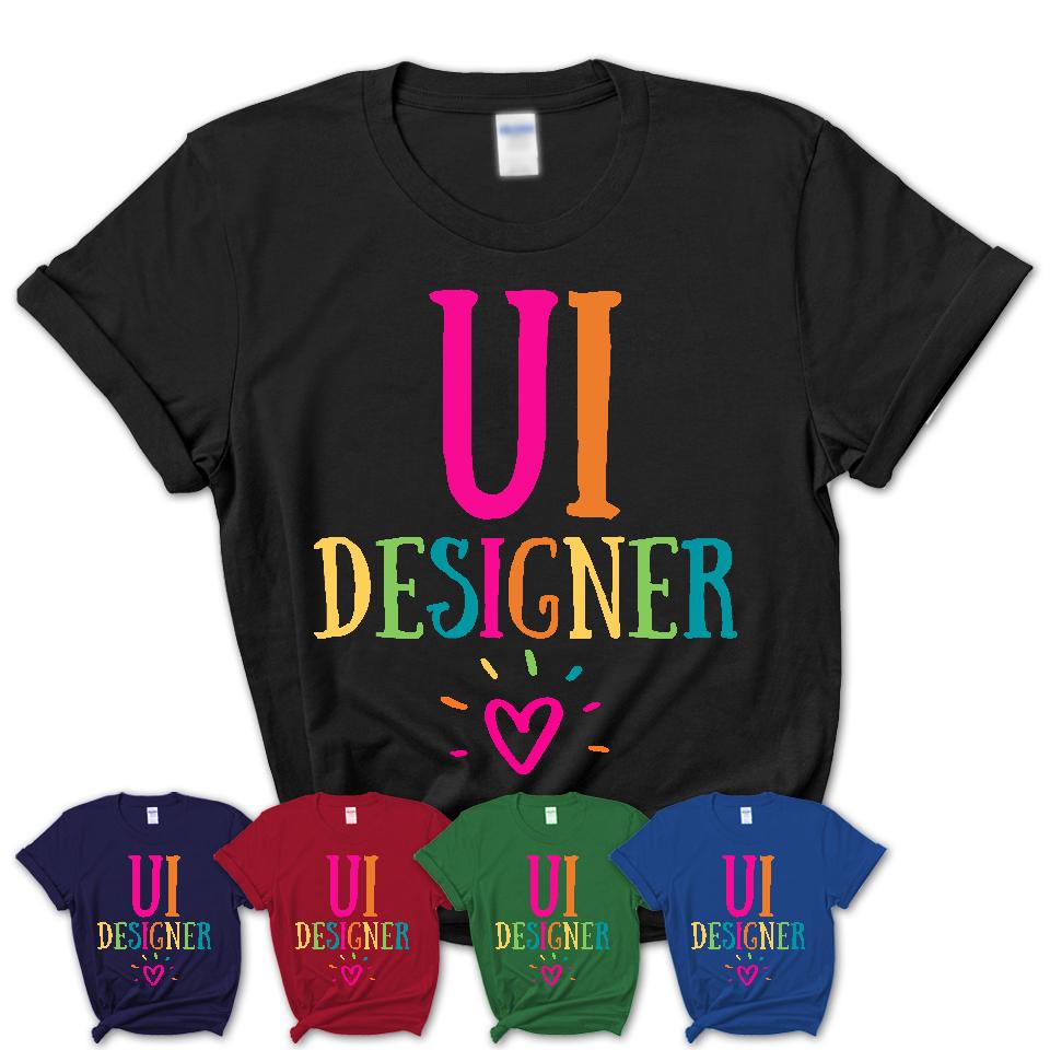 Ui Designer Rainbow Lettering Heart Shirt, Employee Appreciation Gifts