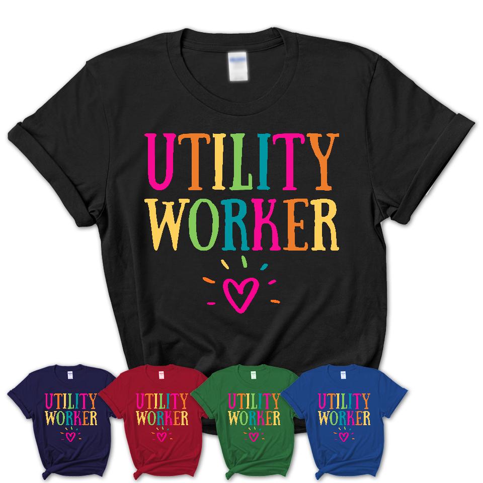 Utility Worker Rainbow Lettering Heart Shirt, Employee Appreciation Gifts