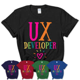 Ux Developer Rainbow Lettering Heart Shirt, Employee Appreciation Gifts