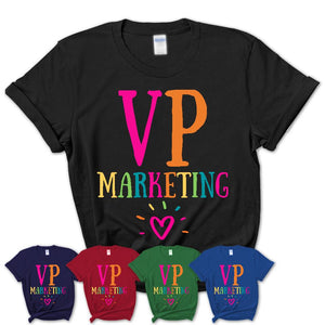 VP Marketing Rainbow Lettering Heart Shirt, Employee Appreciation Gifts