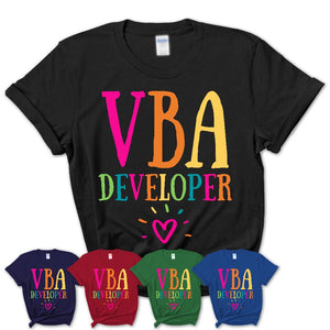 Vba Developer Rainbow Lettering Heart Shirt, Employee Appreciation Gifts