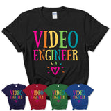 Video Engineer Rainbow Lettering Heart Shirt, Employee Appreciation Gifts