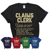 Vintage Claims Clerk Definition Shirt, Funny Coworker Gift Idea for Claims Clerk, New Job Gift