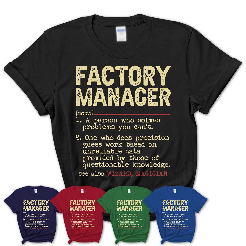 Vintage Factory Manager Definition Shirt, Funny Coworker Gift Idea for Factory Manager, New Job Gift