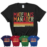 Vintage Materials Manager Limited Edition Job Shirt, Coworker Birthday Gift Idea