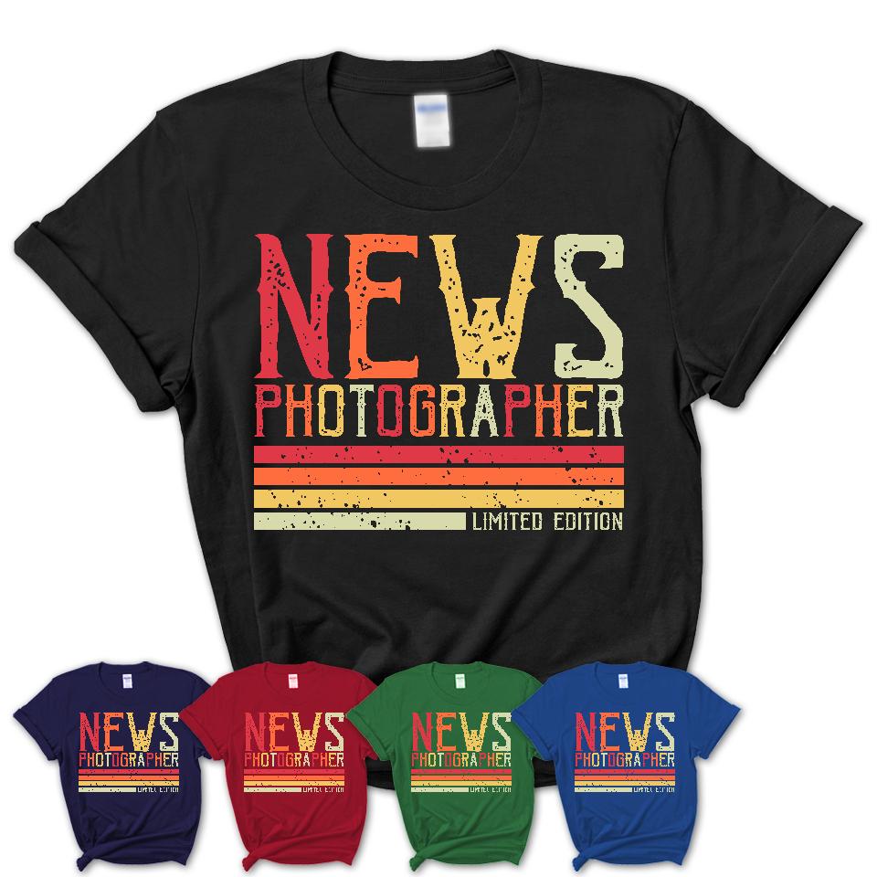 Vintage News Photographer Limited Edition Job Shirt, Coworker Birthday Gift Idea