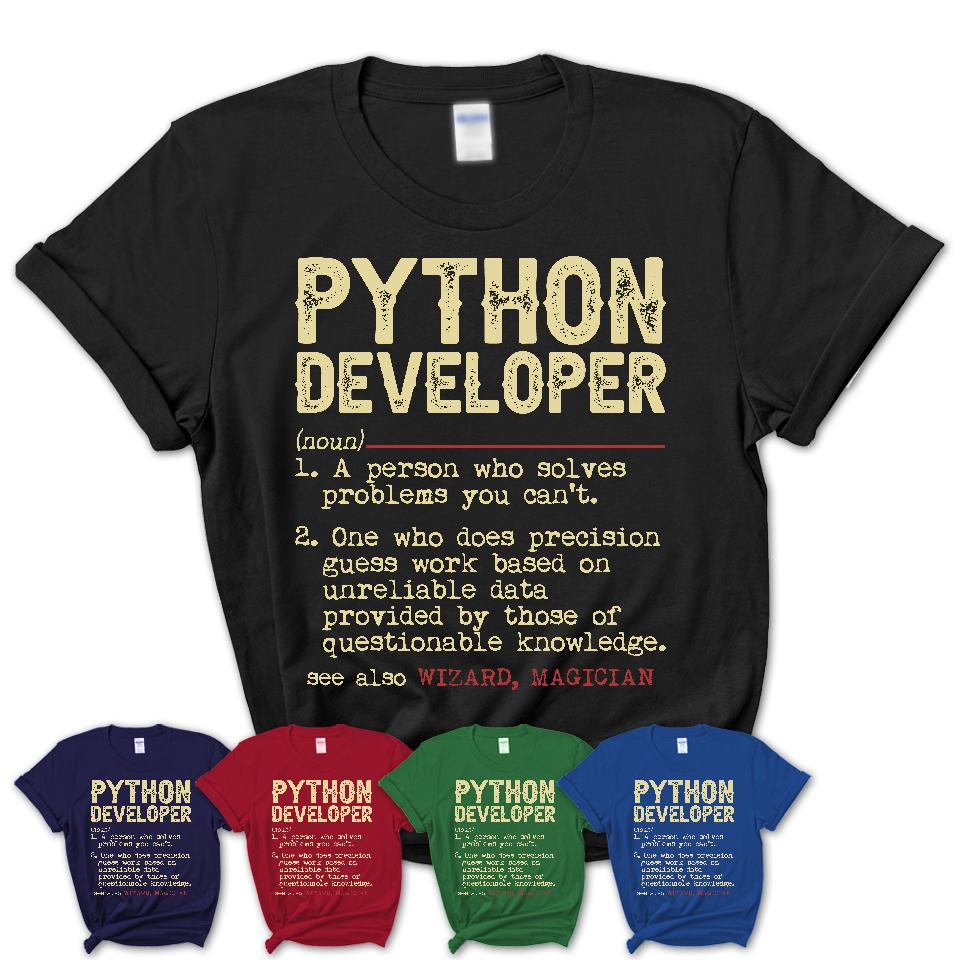 Vintage Python Developer Definition Shirt, Funny Coworker Gift Idea for Python Developer, New Job Gift