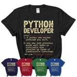 Vintage Python Developer Definition Shirt, Funny Coworker Gift Idea for Python Developer, New Job Gift