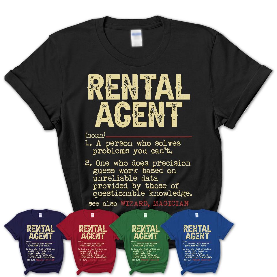 Vintage Rental Agent Definition Shirt, Funny Coworker Gift Idea for Rental Agent, New Job Gift