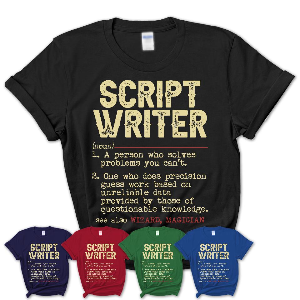 Vintage Script Writer Definition Shirt, Funny Coworker Gift Idea for Script Writer, New Job Gift