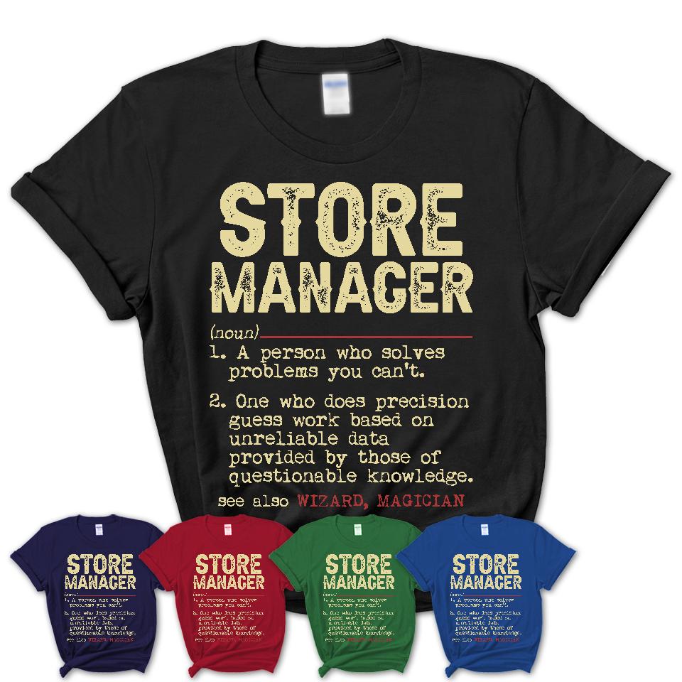 Vintage Store Manager Definition Shirt, Funny Coworker Gift Idea for Store Manager, New Job Gift