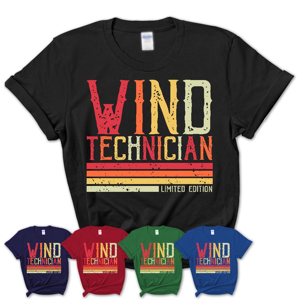 Vintage Wind Technician Limited Edition Job Shirt, Coworker Birthday Gift Idea