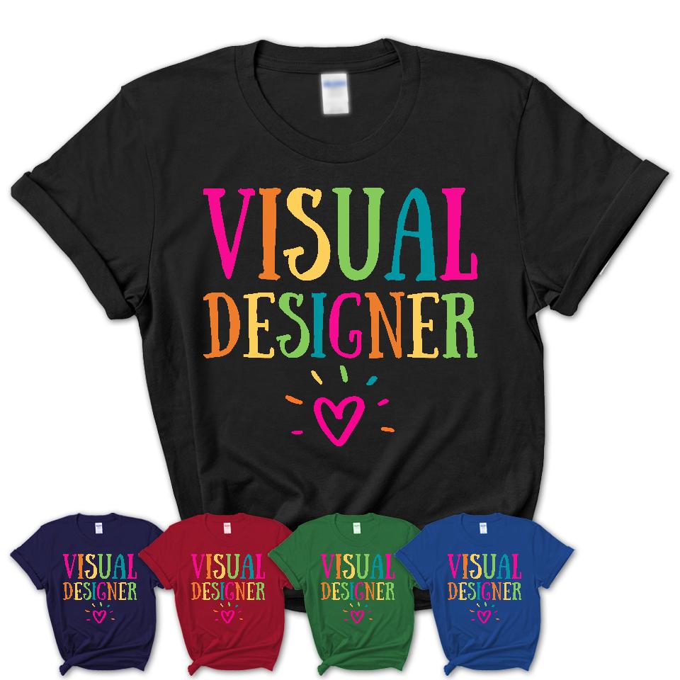 Visual Designer Rainbow Lettering Heart Shirt, Employee Appreciation Gifts