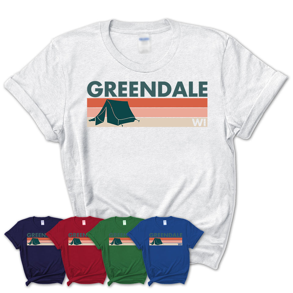 Wisconsin Greendale Camping Shirt for Family Teammates Vintage Retro Colors