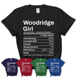 Woodridge Girl Illinois Nutrition Facts Proud Vintage Sport Born Living City Home Roots USA Gift Women T-Shirt