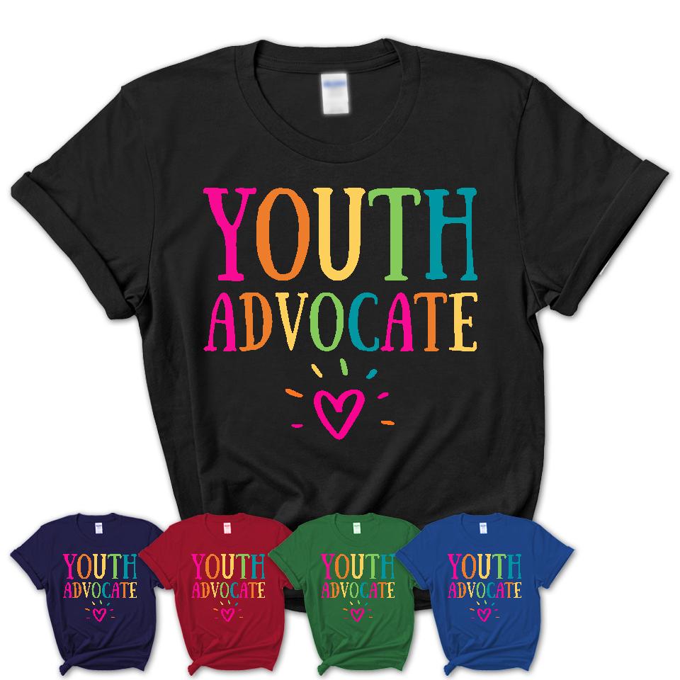 Youth Advocate Rainbow Lettering Heart Shirt, Employee Appreciation Gifts