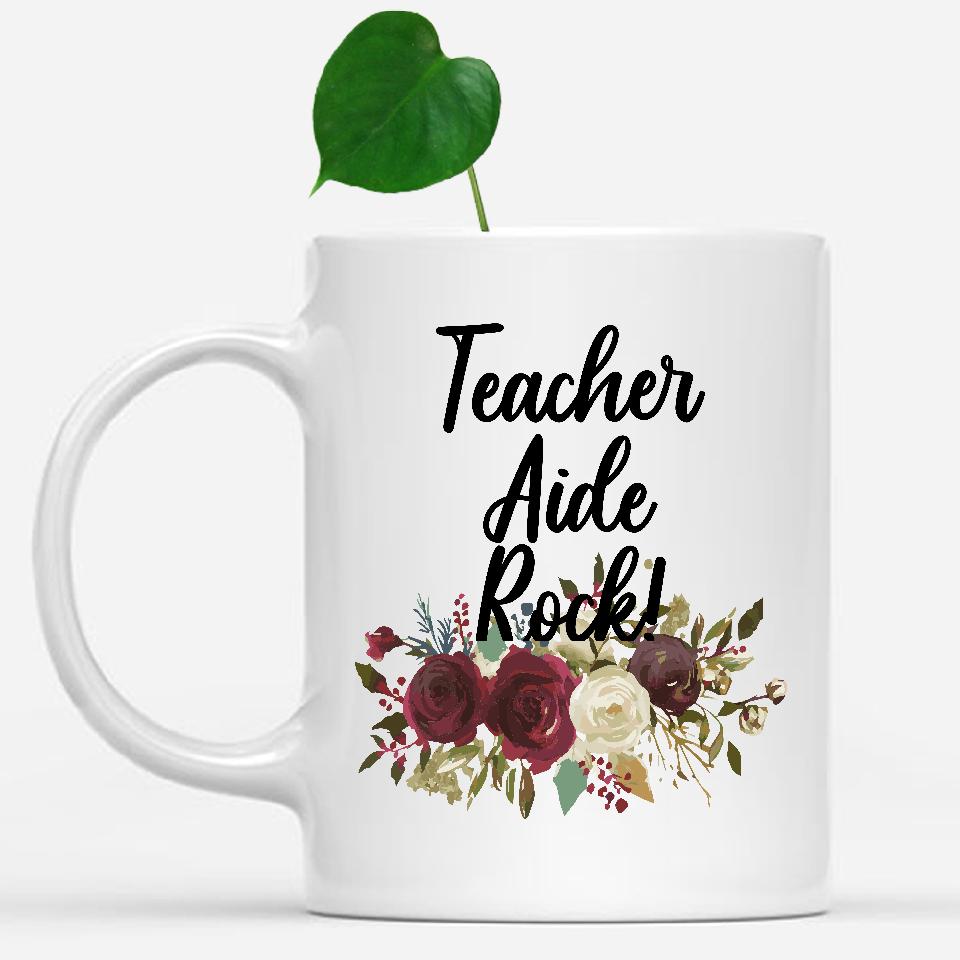 white-mug-Teacher-Aide-Rock-Floral-Flowers-Mug,-Unique-Office-Gifts-for-Coworkers-003032